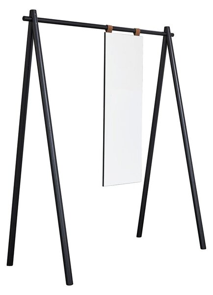 KARUP DESIGN Vešiak z borovicového dreva so zrkadlom Hongi Mirror – Black 177 × 74 × 150 cm