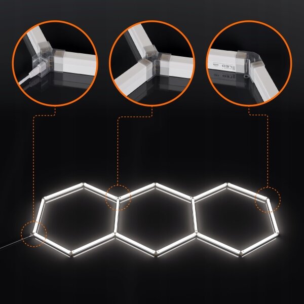 LED stropné svietidlo HEXAGON LED/128W/85-265V 6000K 248x97 cm CRI 90 IP54 biela