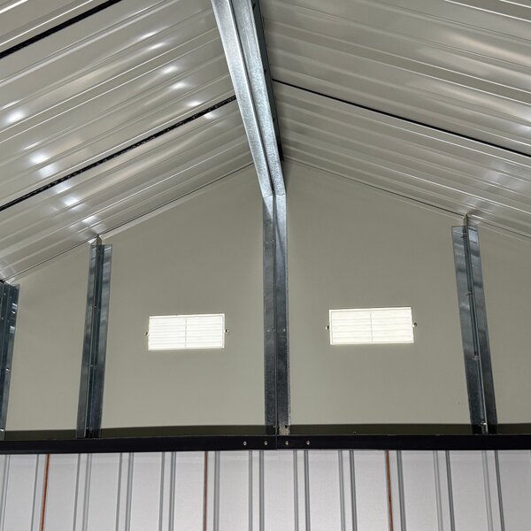 KONDELA Plechový záhradný domček na náradie, hnedá/antracitová, 3,6x3,1x2,5 m, GABKO