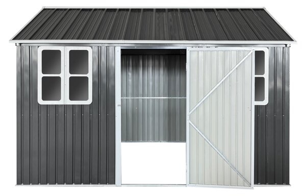 KONDELA Plechový záhradný domček na náradie, antracitová, 3,6x3,1x2,5 m, GABKO