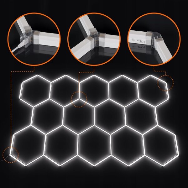 LED stmievateľné stropné svietidlo HEXAGON LED/456W/85-265V 5000K CRI 90 IP54 biele