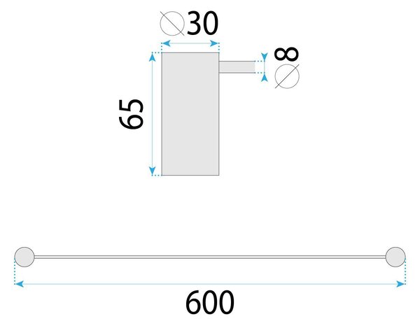 Rea Solo, kúpeľňový vešiak na uterák 60cm, 64101, grafitová, REA-07880