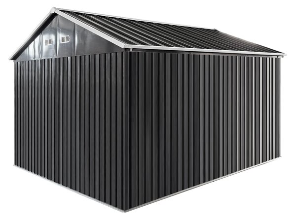 KONDELA Plechový záhradný domček na náradie, antracitová, 3,6x3,1x2,5 m, GABKO