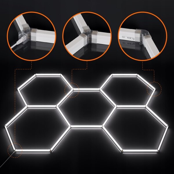 LED stmievateľné stropné svietidlo HEXAGON LED/192W/85-265V 5000K CRI 90 IP54 biela