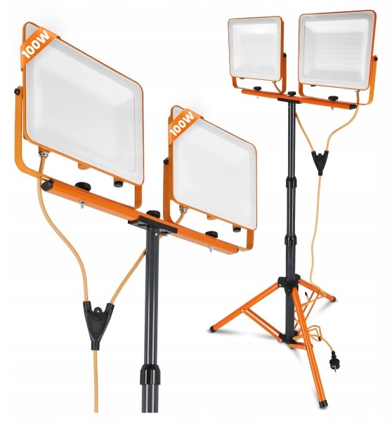 LED reflektor so stojanom 2xLED/100W/230V 4500K IP65 oranžový