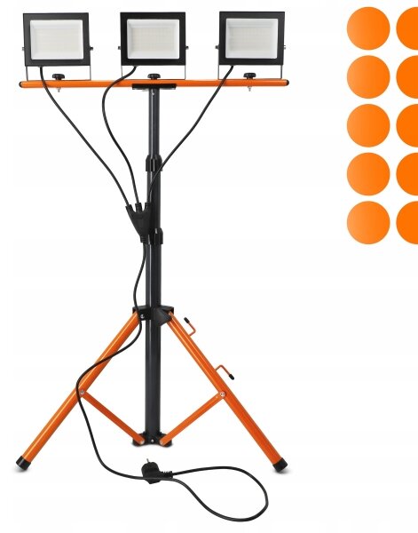LED reflektor so stojanom 3xLED/50W/230V 4500K IP65 čierna/oranžová