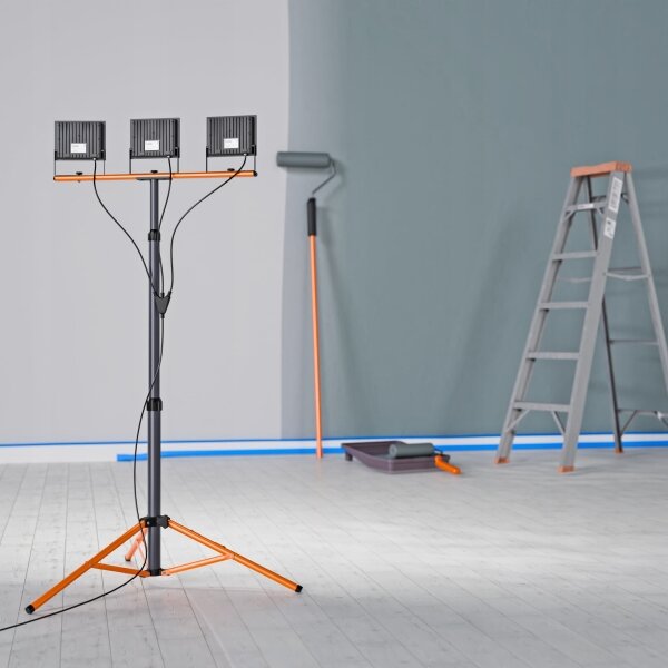 LED reflektor so stojanom 3xLED/50W/230V 4500K IP65 čierna/oranžová