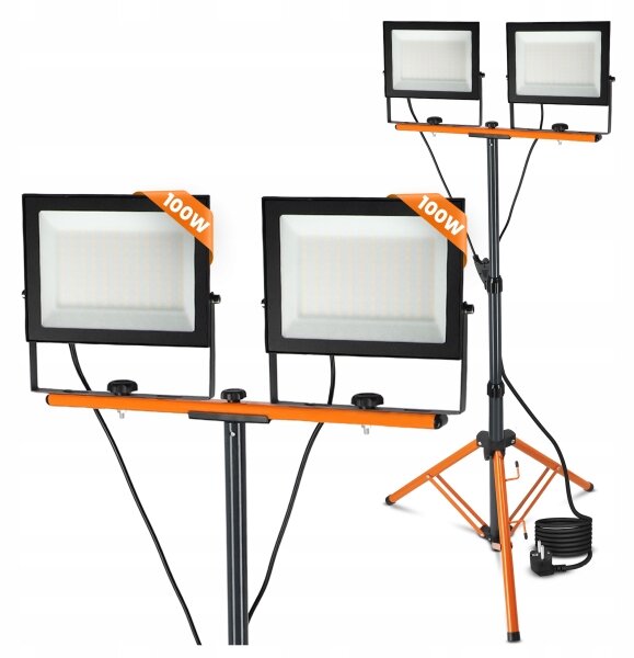 LED reflektor so stojanom 2xLED/100W/230V 4500K IP65 čierna/oranžová
