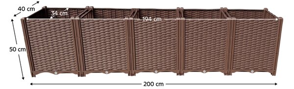 KONDELA Vyvýšený záhon, hnedý, plast, UTLAN TYP 1