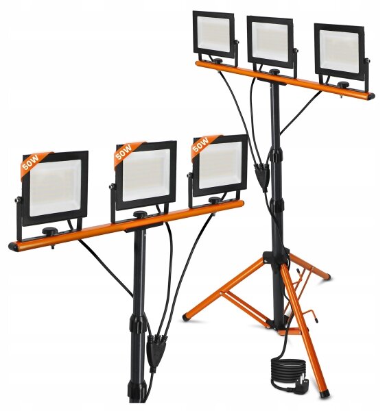 LED reflektor so stojanom 3xLED/50W/230V 4500K IP65 čierna/oranžová