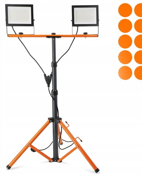 LED reflektor so stojanom 2xLED/100W/230V 4500K IP65 čierna/oranžová