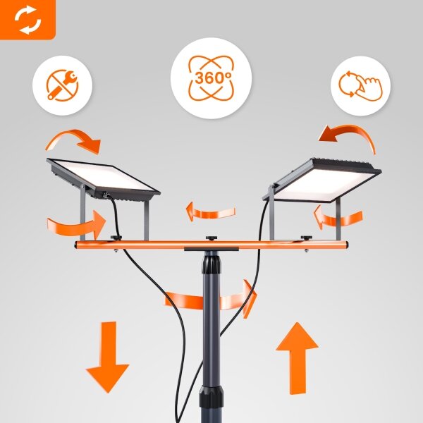 LED reflektor so stojanom 2xLED/100W/230V 4500K IP65 čierna/oranžová
