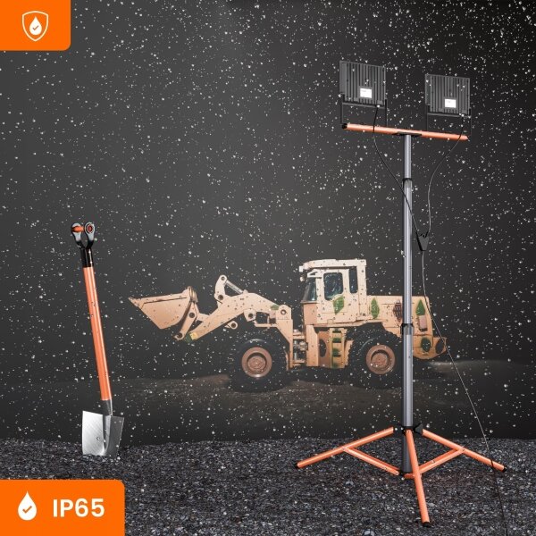 LED reflektor so stojanom 2xLED/100W/230V 4500K IP65 čierna/oranžová