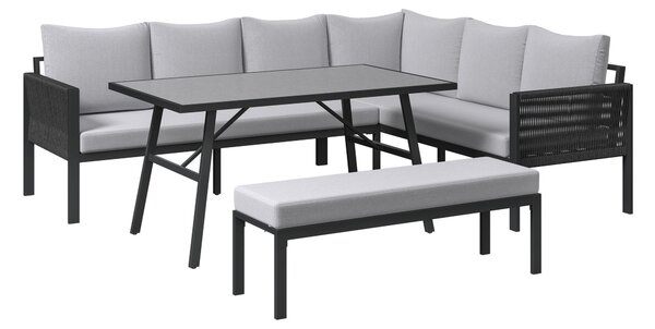 JEDÁLENSKÁ TERASOVÁ SÚPRAVA 4-dielne, kov, plast, textil Ambia Garden - Série záhradného nábytku