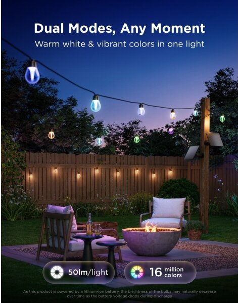 Govee - LED RGBICW Solárny reťazec 8xLED/6W/5V Wi-Fi Matter IP67