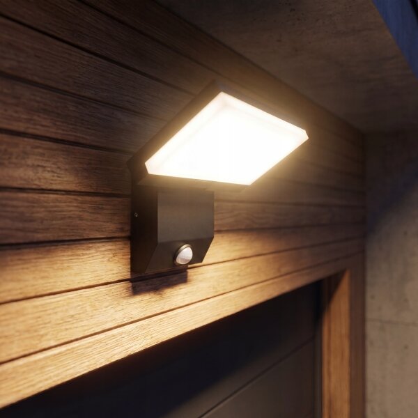 LED Vonkajšie nástenné svietidlo so senzorom LED/18W/230V IP44 čierna