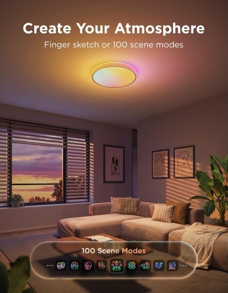 Govee - LED RGBICWW stmievateľné stropné svietidlo LED/55W/230V pr. 46 cm Matter Wi-Fi