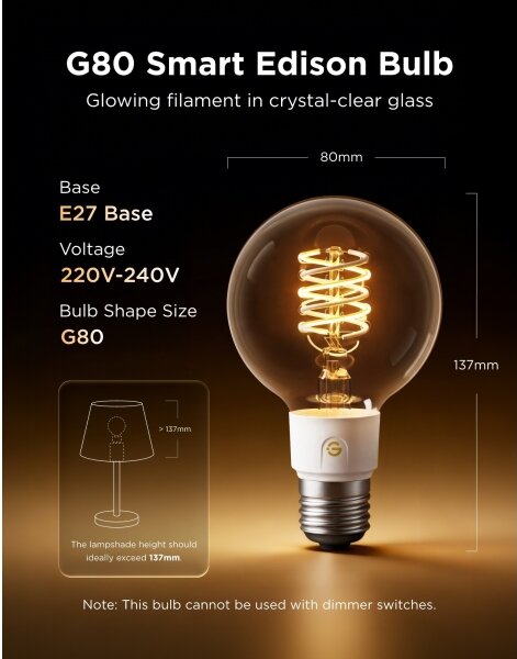 Govee - LED RGBWW Stmievateľná žiarovka Smart MATTER G80 E27/5W/230V 2700-6500K Wi-Fi