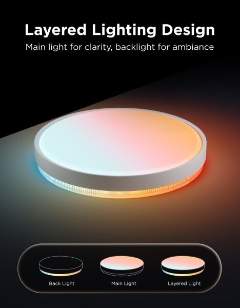 Govee - LED RGBICWW stmievateľné stropné svietidlo LED/55W/230V pr. 46 cm Matter Wi-Fi
