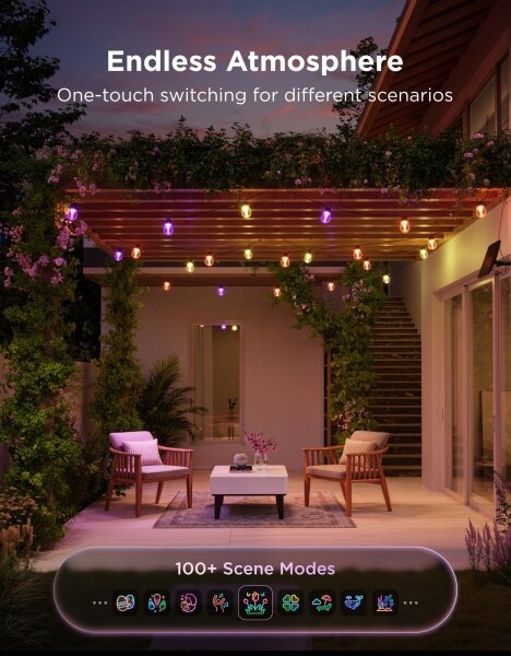Govee - LED RGBICW Solárny reťazec 8xLED/6W/5V Wi-Fi Matter IP67