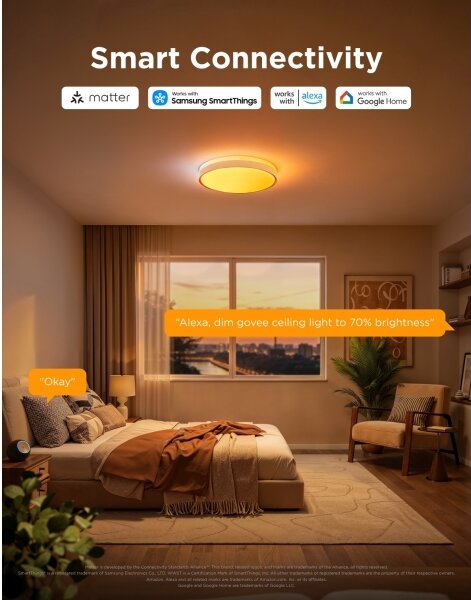 Govee - LED RGBICWW stmievateľné stropné svietidlo LED/55W/230V pr. 46 cm Matter Wi-Fi