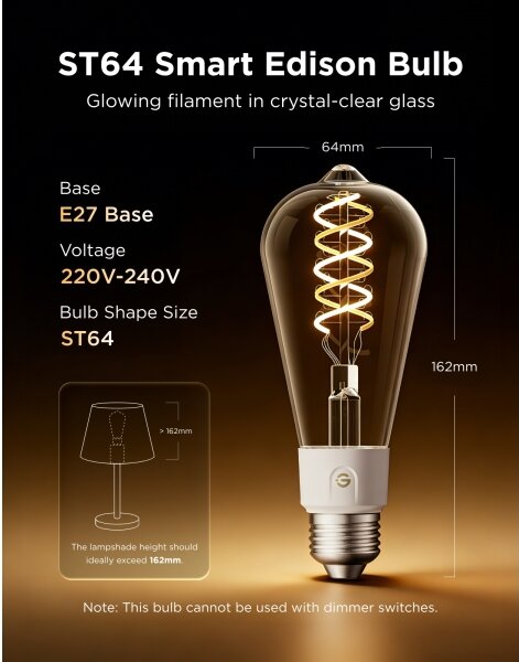 Govee-SADA 2xLED RGBWW St žiarovka Smart MATTER ST64 E27/5W/230V 2700-6500K Wi-Fi