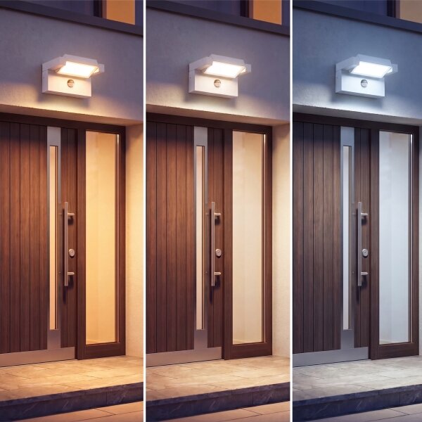 LED Vonkajšie nástenné svietidlo so senzorom LED/25W/230V IP54 biele