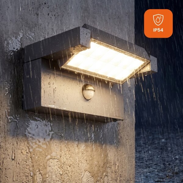 LED vonkajšie nástenné svietidlo so senzorom LED/25W/230V IP54 čierna