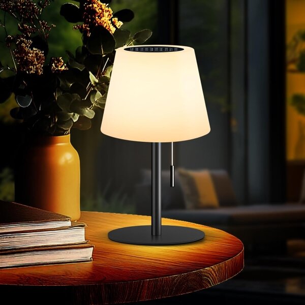 LED stmievateľná solárna lampa LED/2W/5V USB 1200 mAh IP44 biela/čierna