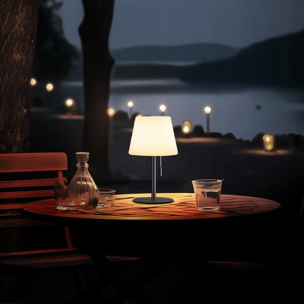 LED stmievateľná solárna lampa LED/2W/5V USB 1200 mAh IP44 biela/čierna