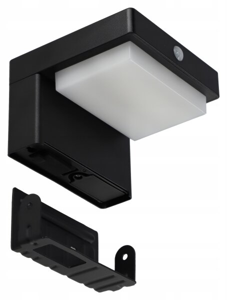 LED solárne nástenné svietidlo so senzorom LED/5W/3,7V 2000 mAh IP44 čierna