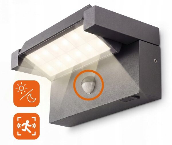 LED vonkajšie nástenné svietidlo so senzorom LED/25W/230V IP54 čierna