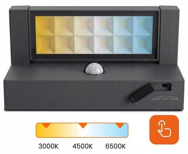 LED vonkajšie nástenné svietidlo so senzorom LED/25W/230V IP54 čierna