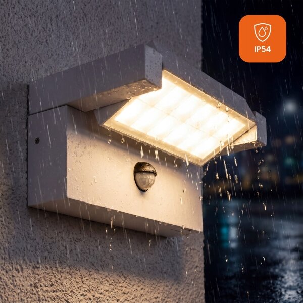 LED Vonkajšie nástenné svietidlo so senzorom LED/25W/230V IP54 biele
