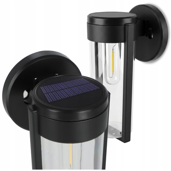 LED Solárna nástenná lampa LED/1W/3,7V 500 mAh IP65 čierna