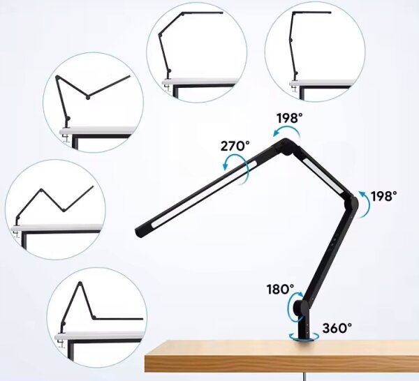 LED Stmievateľná dotyková flexibilná stolová lampa s klipom LED/12W/230V čierna