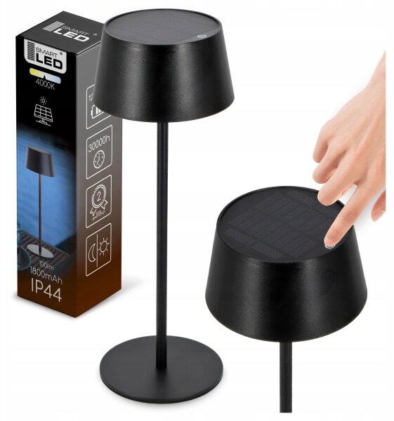 LED Stmievaná dotyková solárna lampa LED/3W/5V USB 1800 mAh IP44 čierna