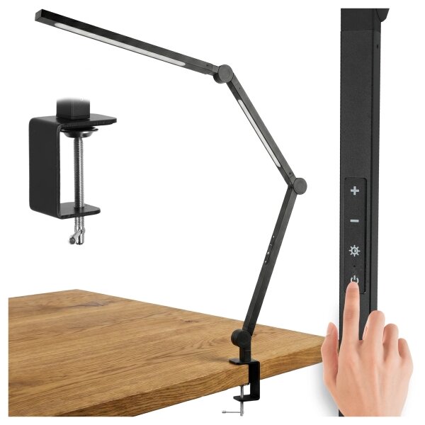 LED Stmievateľná dotyková flexibilná stolová lampa s klipom LED/12W/230V čierna