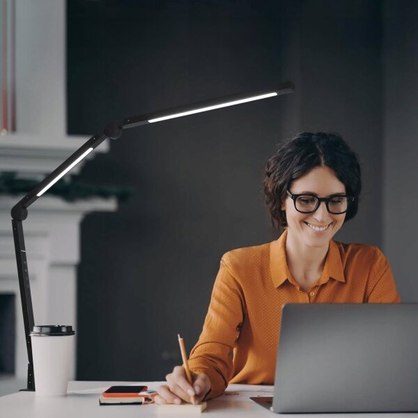 LED Stmievateľná dotyková flexibilná stolová lampa s klipom LED/12W/230V čierna