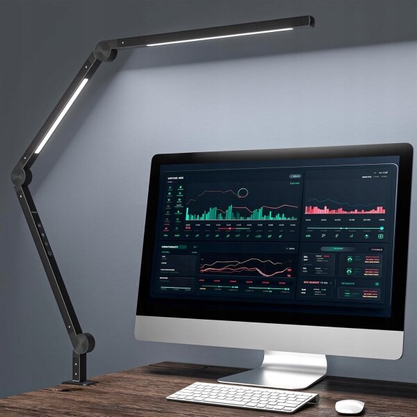 LED Stmievateľná dotyková flexibilná stolová lampa s klipom LED/12W/230V čierna