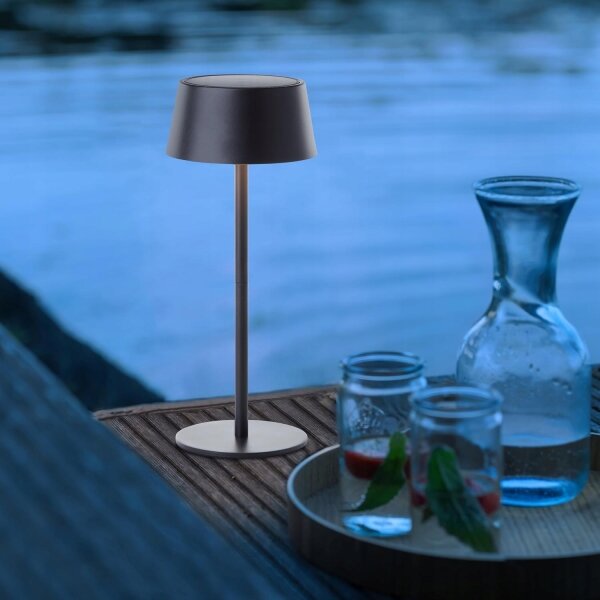 LED Stmievaná dotyková solárna lampa LED/3W/5V USB 1800 mAh IP44 čierna