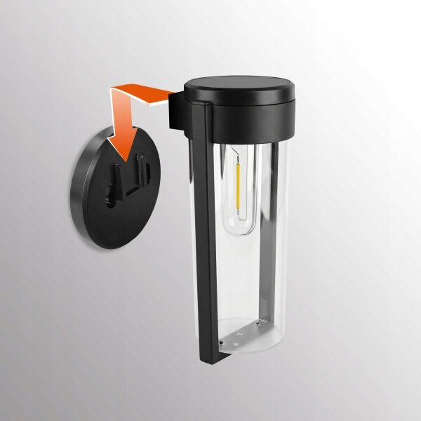LED Solárna nástenná lampa LED/1W/3,7V 500 mAh IP65 čierna