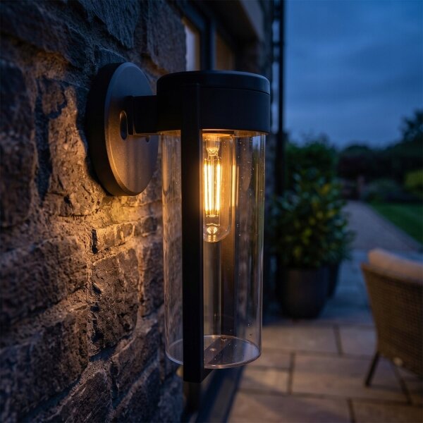 LED Solárna nástenná lampa LED/1W/3,7V 500 mAh IP65 čierna