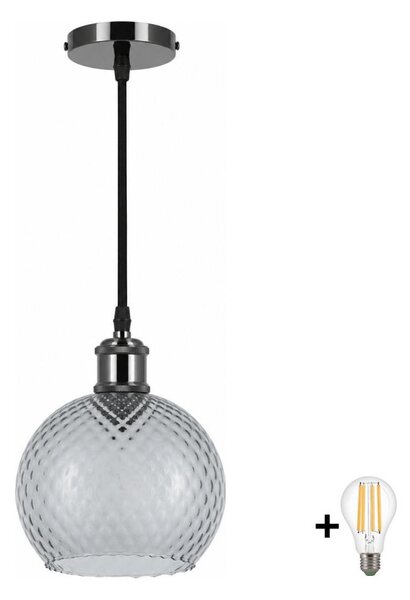 BRILAGI -LED Luster na lane RETRO GLASS 1xE27/60W/230V priemer 18 cm čierna/dymovo sivá