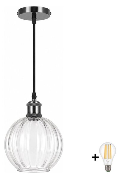 BRILAGI - LED Závesné svietidlo na lanku RETRO GLASS 1xE27/60W/230V pr. 18 cm čierna/číra