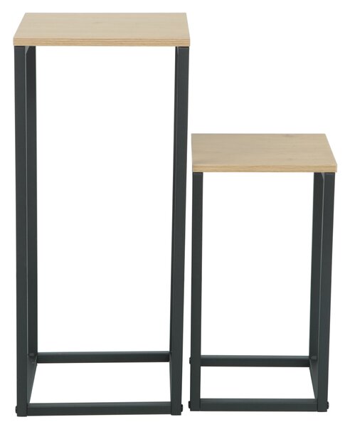 KONDELA Príručné stolíky, set 2 ks, dub/čierna, TOLSOS