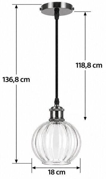 BRILAGI - LED Závesné svietidlo na lanku RETRO GLASS 1xE27/60W/230V pr. 18 cm čierna/číra