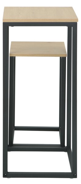 KONDELA Príručné stolíky, set 2 ks, dub/čierna, TOLSOS