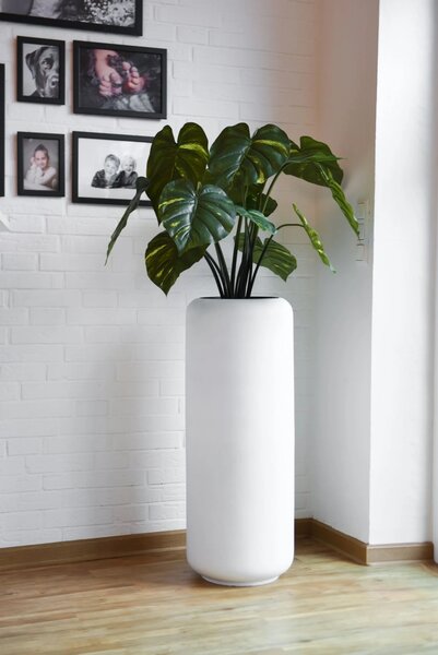 Okrúhly kvetináč MERA, sklolaminát, výška 95 cm, biely mat, outlet