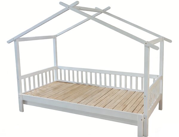 KONDELA Montessori posteľ s prístelkou, biela, 90x200, KESIO
